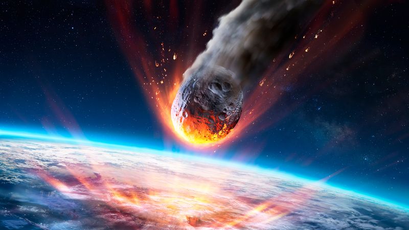 Artist's impression of a large asteroid falling onto Earth