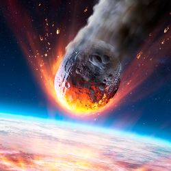 Artist's impression of a large asteroid falling onto Earth