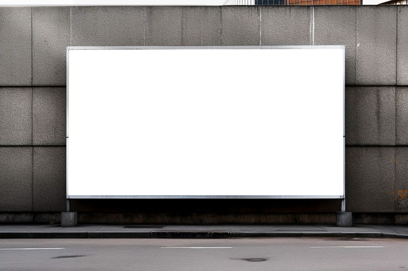 blank whiteboard on a stone wall