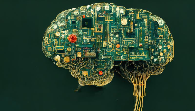 human brain made of wires and circuit boards