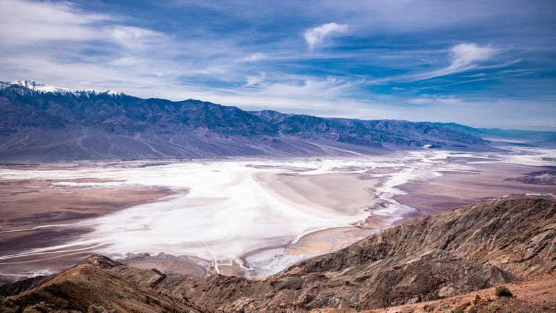 Dante's View in Death Valley. Mountain and salty Area in Background. Dante's View provides a panoramic view of the southern Death Valley basin.