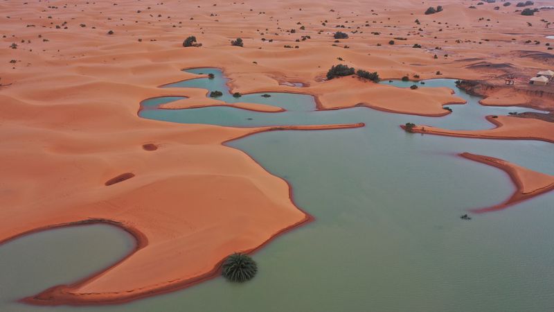 Sahara Desert lake in Merzouga