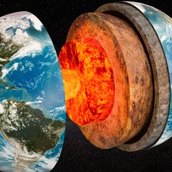 Structure of planet Earth in space, 3D rendering