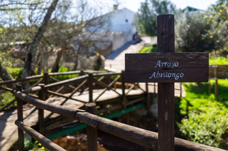 The smallest international bridge in the world over the Abrilongo stream, located on the border between Spain (El Marco) and Portugal (Arronches).