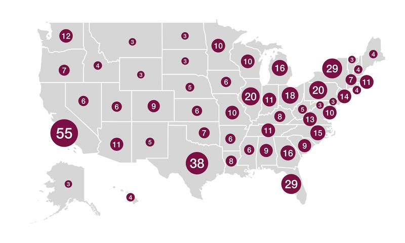 Electoral votes allocated to each state for United States presidential elections