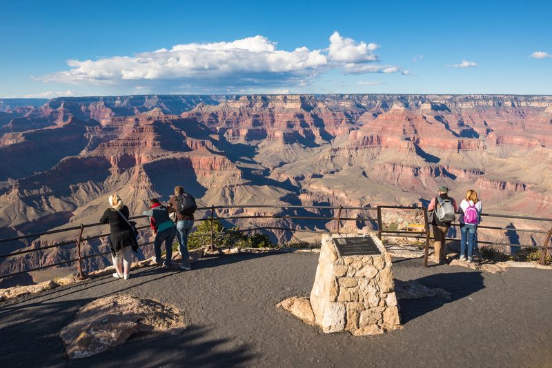 Tourists at a view point in Grand Canyon National Park