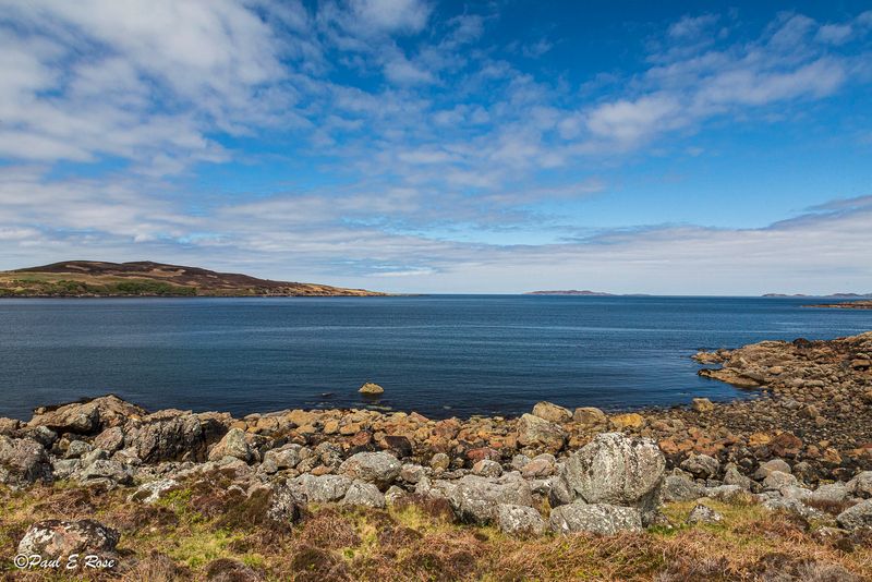 Gruinard island, seen on the left, pictured from a safe distance in the Inner Hebrides of western Scotland.