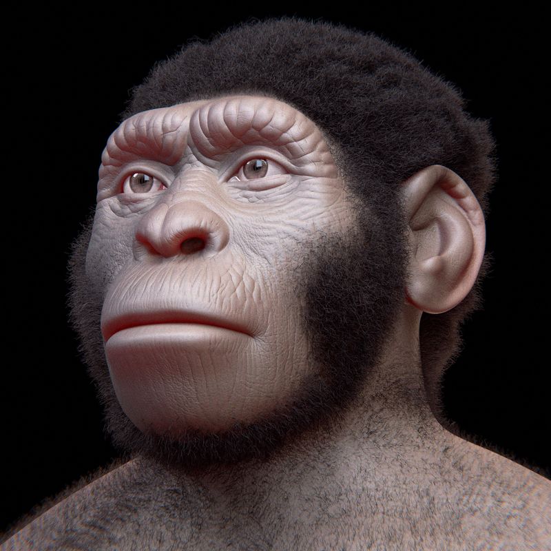 A facial reconstruction of Homo naledi, created with the coherent anatomical deformation technique.