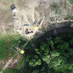 An aerial view of the LaPrele archaeological site near Douglas, Wyoming. 