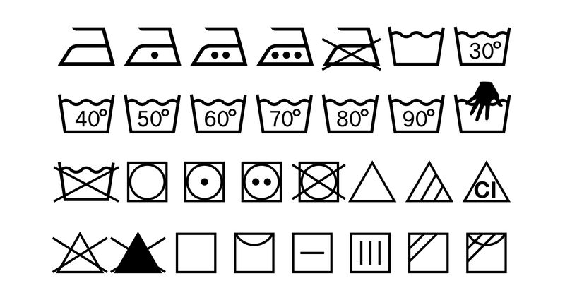 Laundry symbols on white background