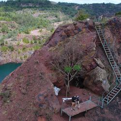 An aerial view of the remaining intact portions of Lion Cavern, Ngwenya iron ore complex in northwest Eswatini.