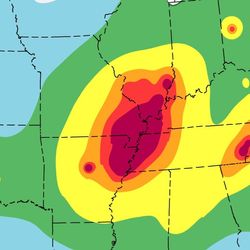 An earthquake hazard map by the USGS National Seismic Hazard Model Project 