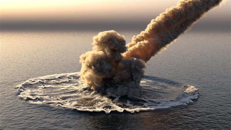 Meteorite falling into the ocean