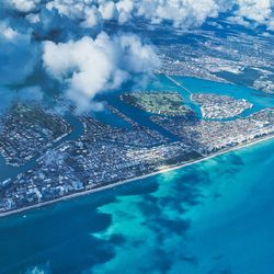 A aerial view flying over Miami FLorida