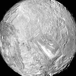 The surface of Miranda is very jagged although the moon is defintely round