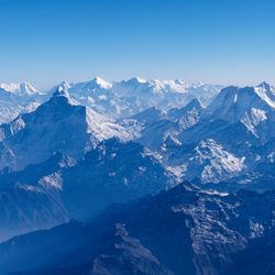 aerial view over Mount Everest and the Great Himalayas of southern Asia, Nepal