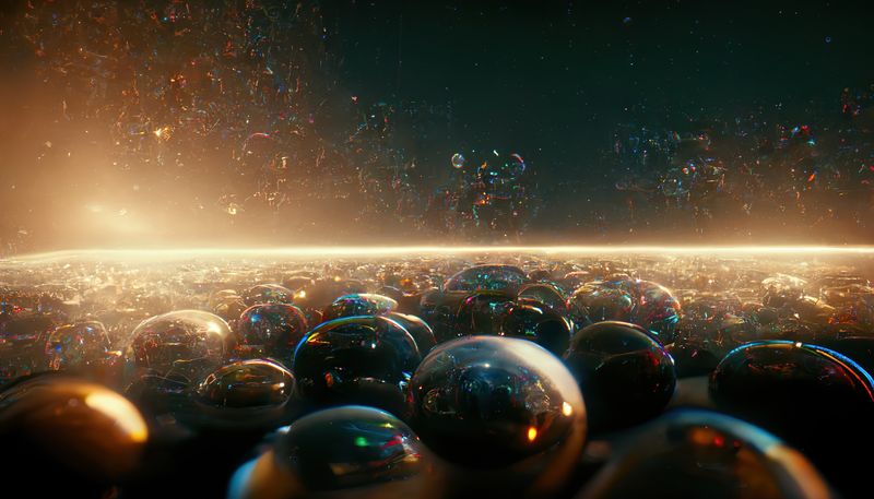 3D illustration of reflective bubbles next to each other as a way to illustrate the mulitverse