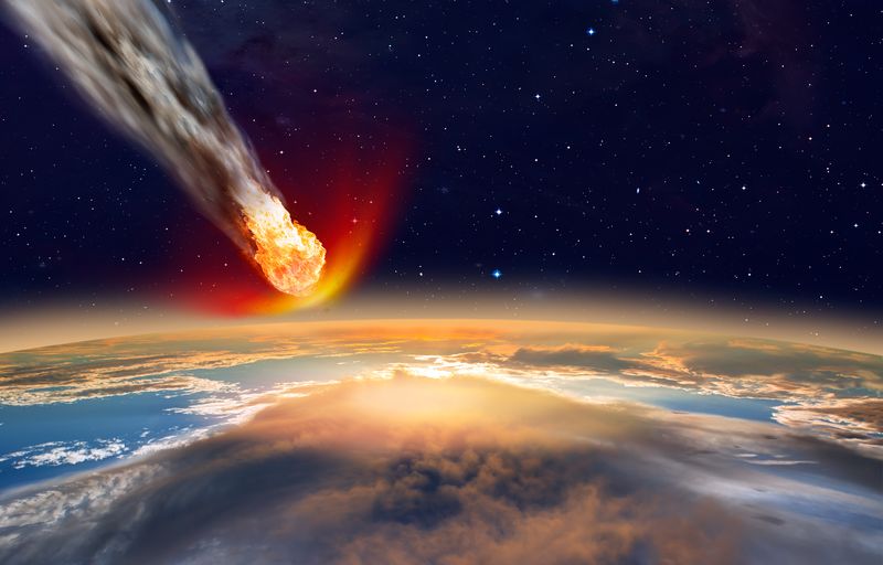 Fiery asteroid smashing into Earth