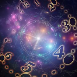 artist rendition of a clock made of light with numbers around it the image is flipped horizontally so the numbers are all backwards