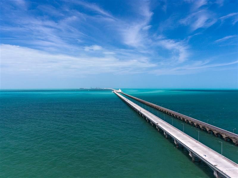 Progeso pier, Mexico, stretching out into the ocean