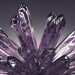 Purple crystals on gray background