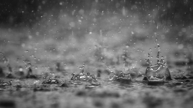 raindrops splashing on the ground