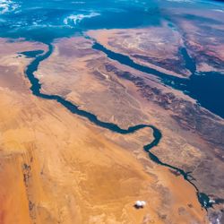 Aerial view of the River Nile and Red Sea