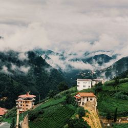 The mountainous villages of northeastern Turkey’s Trabzon region covered in forest and clouds. 