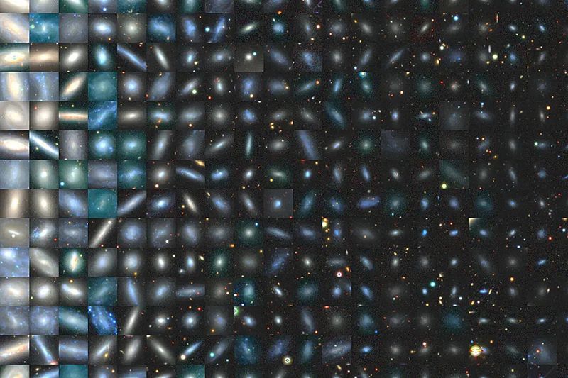 A mosaic showing tens of galaxies similar to the Milky Way