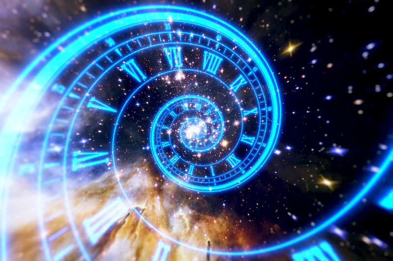 spiral clock on a space background