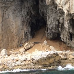 The entrance to Vanguard Cave, part of the Gorham's Cave Complex, in the British overseas territory of Gibraltar.