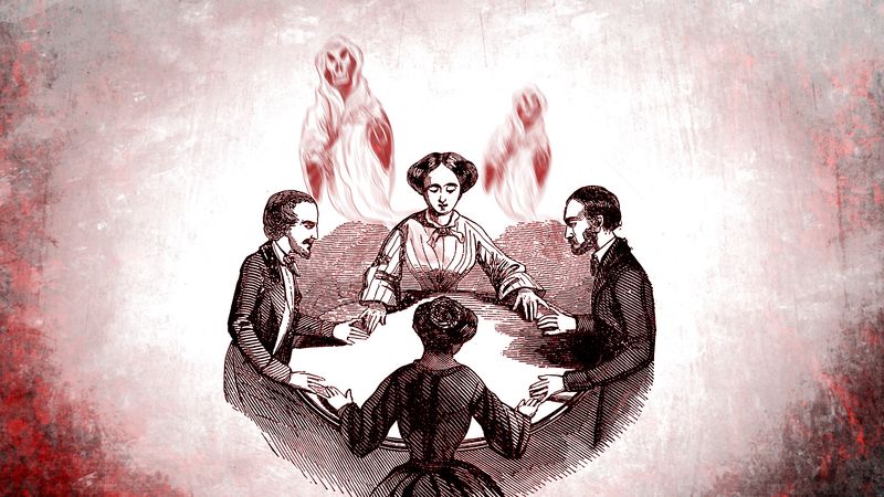 Victorians participating in a seance