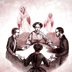 Victorians participating in a seance