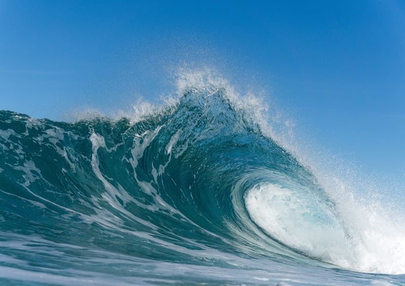 photograph of a wave breaking