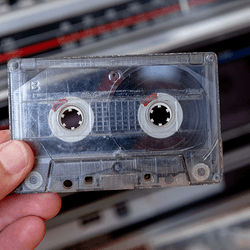 An unlabeled cassette tape.