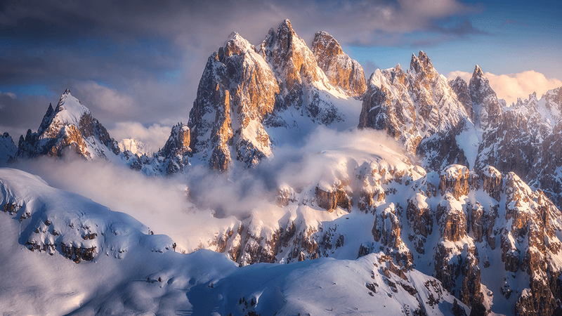 Mountains covered in snow.