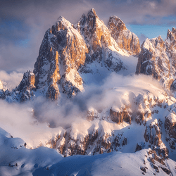 Mountains covered in snow.