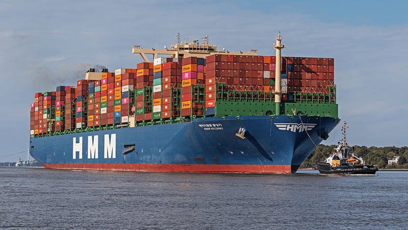 An ultra-large container ship.