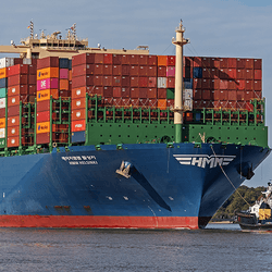 An ultra-large container ship.