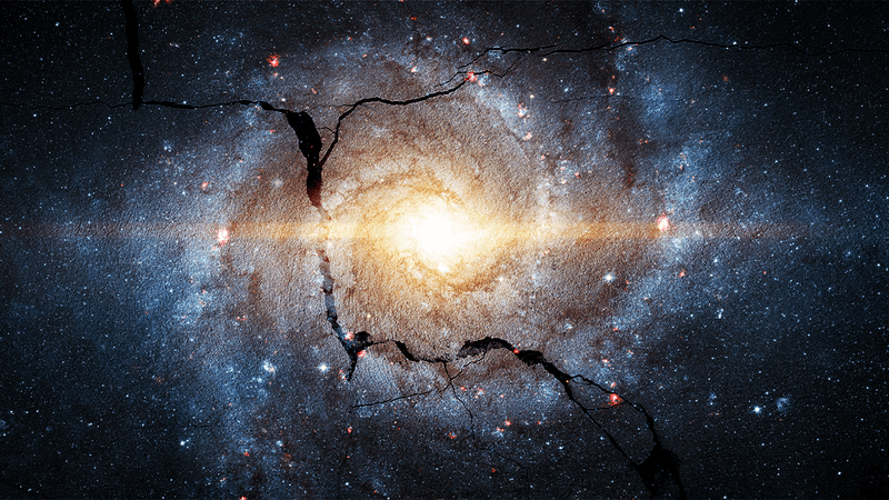 Illustration of a crack in the universe.