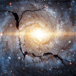 Illustration of a crack in the universe.