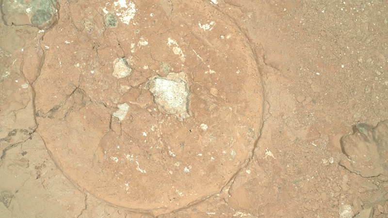 Unusual green rock on Mars.