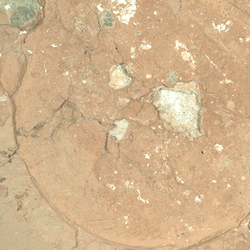 Unusual green rock on Mars.