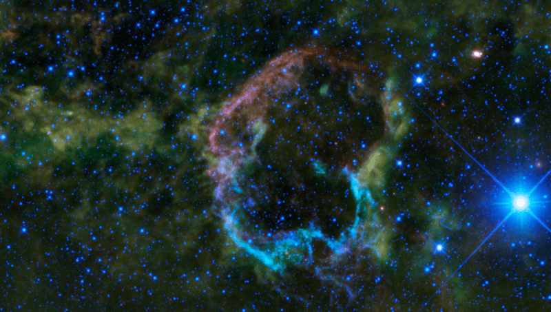 The jellyfish nebula (IC_443) is one of the more nearby supernova remnants, from a star believed to have exploded 30,000 years ago, but a much closer example millions of years ago may have left Earth with an iron-60 legacy