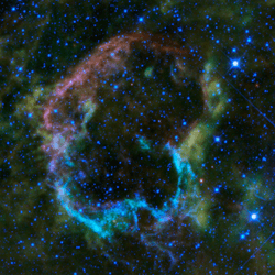 The jellyfish nebula (IC_443) is one of the more nearby supernova remnants, from a star believed to have exploded 30,000 years ago, but a much closer example millions of years ago may have left Earth with an iron-60 legacy