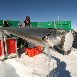 Ice cores such as this one collected at the South Pole are one of our best opportunities to study past climates, but if we want to go back a long way we need to find the right place to drill.