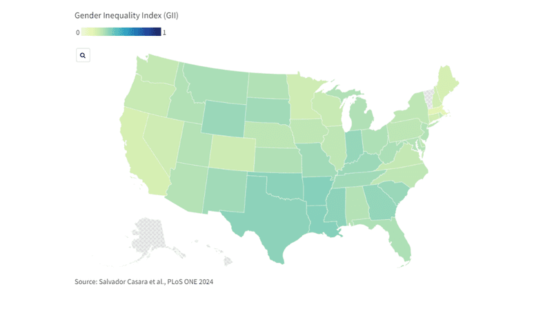 map of gender inequality in the US