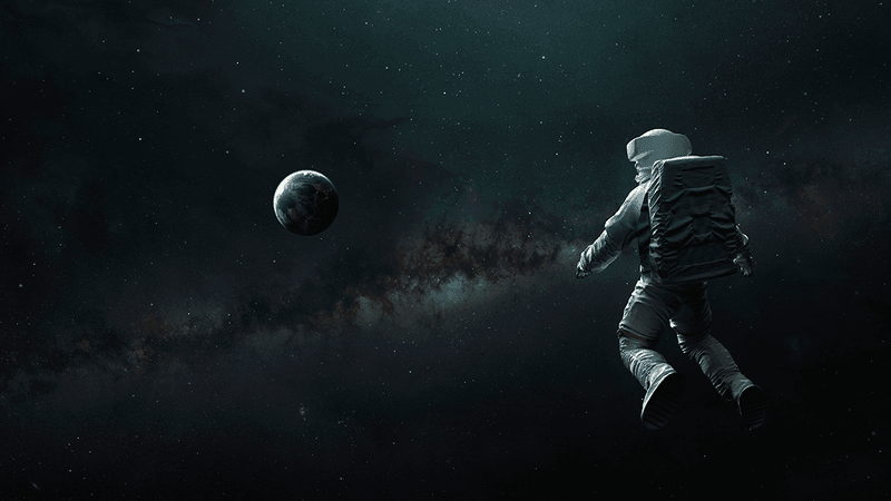 Illustration of an astronaut floating in space.