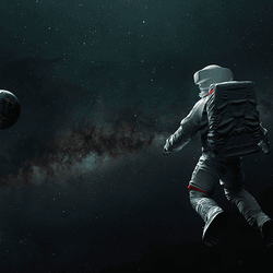 Illustration of an astronaut floating in space.