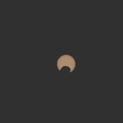 The dark shape of the moon covers about a quarter of the full disk of the Sun